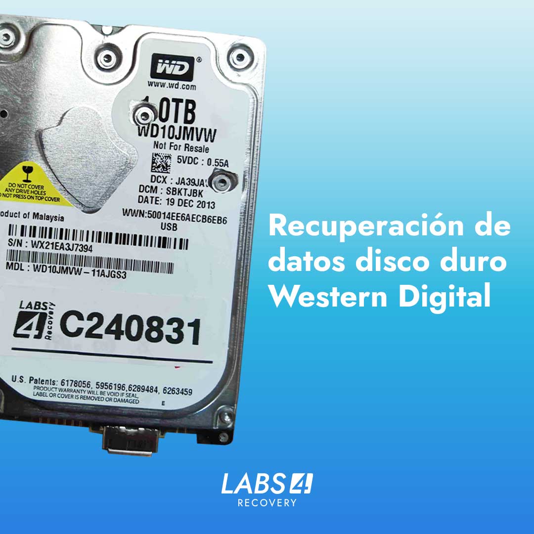 Recuperación de datos en Disco Duro Western Digital WD10JMVW de 1Tb, Superficie rayada y daños críticos